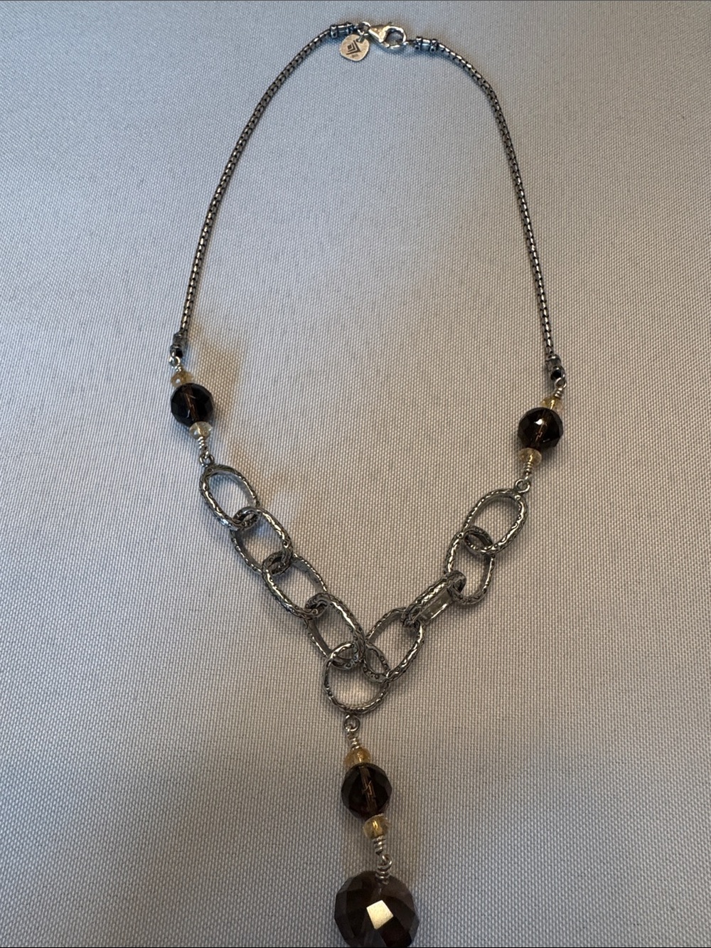 Silpada Sterling Silver Chain Necklace with Brown Faceted Beads